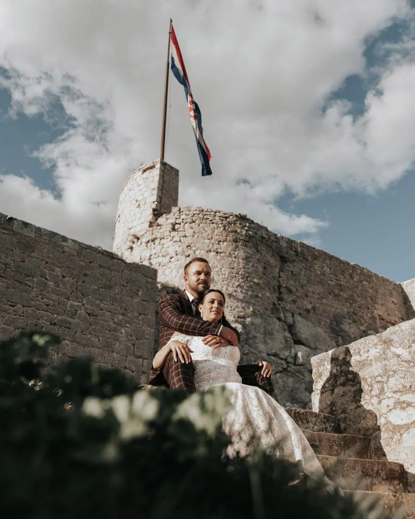 Couple in Croatian historic old town